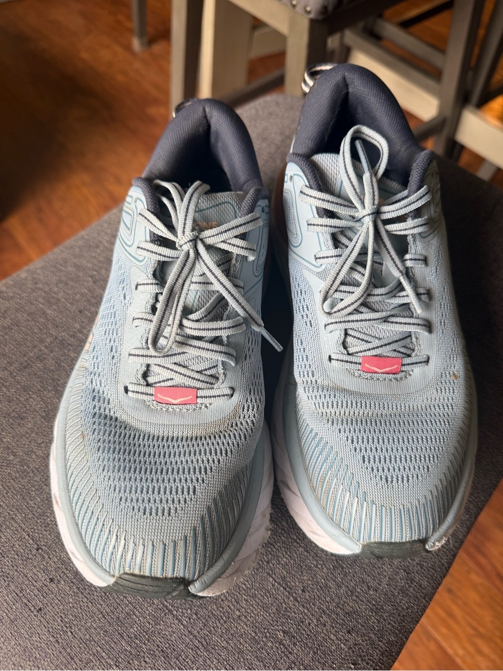 Hoka Women's Light Blue and Coral Athletic Running Shoes - Picture 3 of 8
